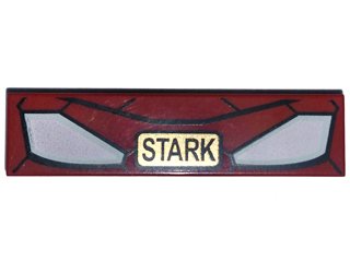 LEGO part Fliese 1 x 4 mit Iron Man Maske und Gold 'STARK' Muster (2431pb0407)