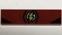 LEGO part Tile 1 x 4 with The Flash Logo Pattern 2431pb0501