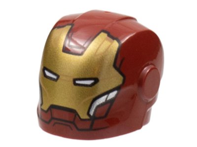 LEGO part Minifigure, Copricapo Elmetto Piastre Corazza e Protezioni Orecchie con Visiera Oro con Linee Marrone Chiaro Medio, Fessure Occhi Bianche e Motivo Bordo Argento (28631pb20)