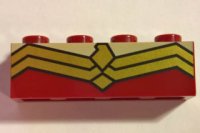 LEGO part Brick 1 x 4 with Gold Double Angular Lines Pattern 3010pb222