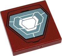 LEGO part Tile 2 x 2 with White and Metallic Light Blue Hexagonal Arc Reactor Pattern 3068pb2588