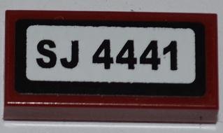 LEGO part Carreau 1 x 2 with 'SJ 4441' Pattern (Sticker) - Set 4441 (3069pb0221)