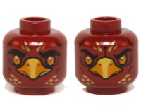 LEGO part Minifigure, Head Dual Sided Alien Chima Phoenix with Bright Light Orange Eyes and Beak, Gold Feathers, Neutral / Stern Pattern (Fluminox) 3626pb1145