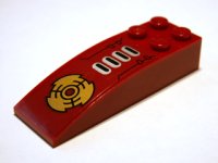LEGO part Slope, Curved 6 x 2 with 4 Black / Silver Bars and Gold Disk Pattern (Sticker) - Set 8102 44126pb008