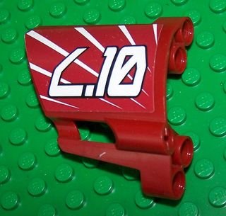 LEGO part Technic, Panel Fairing #23 Large Short, Small Hole, Side B with Stylized White 'L.10' Pattern (Sticker) - Set 8102 (44353pb08)