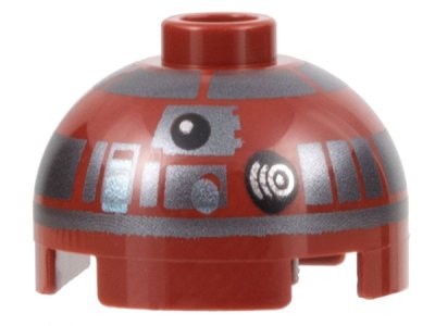 LEGO part Brick, Round 2 x 2 Dome Top with Silver Panels and Black Photoreceptor Pattern (R4-P17) (553pb044)