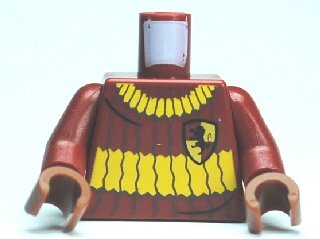 LEGO part Torso Harry Potter Quidditch Gryffindor Ribbed Pattern / Dark Red Arms / Reddish Brown Hands (973pb0747c01)