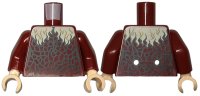 LEGO part Torso Female Top with Black Pebbling and Tan Fur Collar Pattern / Dark Red Arms / Light Nougat Hands 973pb3671c01