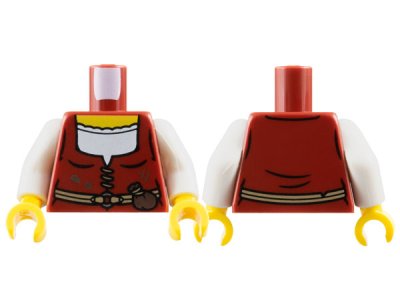 LEGO onderdeel Torso Vest / Dress Top over White Shirt, Yellow Neck and Dark Tan Belt with Dark Brown Pouch Pattern / White Arms / Yellow Hands (973pb5574c01)