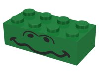 LEGO part Mattone 2 x 4 con Bocca Ondulata e Narici 3001px2