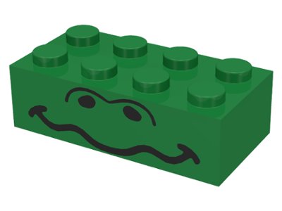 LEGO part Stein 2 x 4 with Wavy Mouth and Nostrils Pattern (3001px2)