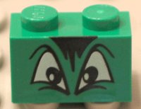 LEGO part Stein 1 x 2 mit schwarzen und weißen zusammengekniffenen Augen und Haare Muster 3004pb012