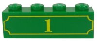LEGO part Brick 1 x 4 with Yellow '1' and Fancy Outline Pattern 3010pb119