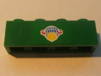 LEGO part Mattone 1 x 4 con Motivo Scatola e Frecce e Globo su Sfondo Verde (Adesivo) - Set 7633 3010pb123