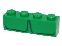 LEGO part Steen 1 x 4 with Two Black Stripes Pattern 3010pb204
