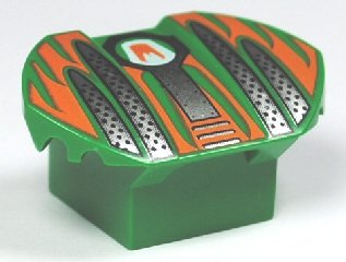 LEGO part Stein, modifiziert 2 x 2 ohne Noppen, schräg mit ausgestellten Flügeln und Kratzmuster (30600pb04)