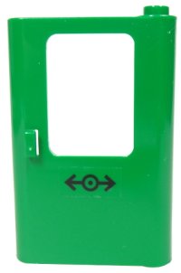 LEGO part Door 1 x 4 x 5 Train Right, Thin Support at Bottom with Train Logo Black Pattern (Sticker) - Set 7898 4182pb031
