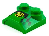 LEGO part Slope, Curved 2 x 2 x 2/3 with 2 Studs and Curved Sides, Lip End with '3' and Checkered Pattern 41855pb01