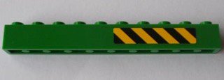 LEGO part Brick 1 x 10 with Black and Yellow Danger Stripes Pattern Right Side (Sticker) - Set 7939 (6111pb010R)