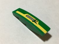 LEGO part Slope, Curved 4 x 1 with Yellow Stripe, White '3000' and Ear of Corn Pattern Model Right Side (Sticker) - Set 60223 61678pb111R