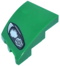 LEGO part Wedge 3 x 2 Right No Studs with Aston Martin Car Headlight, Black Outline, White and Silver Stripes and 2 Bulbs Pattern 80178pb010
