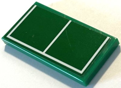 LEGO part Tile 2 x 4 with White Lines for Half Ping Pong Table Pattern (Sticker) - Set 60246 (87079pb1329)