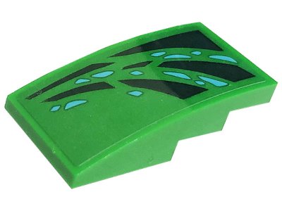 LEGO part Slope, Curved 4 x 2 with Dark Green Skin and Medium Azure Scales Pattern Model Left Side (Sticker) - Set 71766 (93606pb160L)