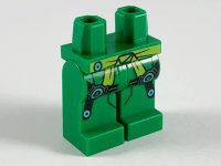 LEGO part Hips and Legs with Lime Tied Sash, Black Knee Straps with Medium Azure Circles Pattern 970c00pb1057