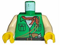 LEGO part Torso Adventurers Desert Safari Shirt, White Neck, Red Bandana, Gun Pattern / Tan Arms / Yellow Hands 973pb0281c01