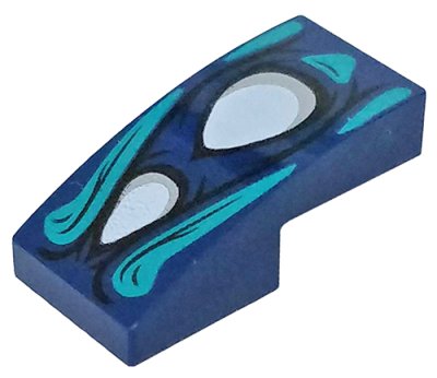 LEGO part Schräge, Curva 2 x 1 x 2/3 con Motivo 2 Occhi Bianchi, Evidenziazioni Turchese Scuro (11477pb125)