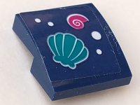 LEGO part Slope, Curved 2 x 2 x 2/3 with Dark Turquoise and Magenta Shells and 4 White Spots Pattern (Sticker) - Set 41364 15068pb281