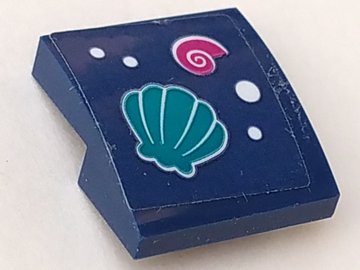 LEGO part Slope, Curved 2 x 2 x 2/3 with Dark Turquoise and Magenta Shells and 4 White Spots Pattern (Sticker) - Set 41364 (15068pb281)