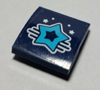 LEGO part Slope, Curved 2 x 2 x 2/3 with Medium Azure Star with Cutout, White Little Stars Pattern (Sticker) - Set 41364 15068pb340