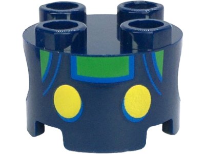 LEGO part Brique, Ronde 2 x 2 avec Trous de Cheville avec Salopette avec Boutons Jaunes et Contours Bleus sur Motif Chemise Verte (Torso Bébé Luigi Super Mario) (17485pb015)