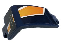 LEGO part Technic, Panel Curved 3 x 5 x 3 with Black Air Vent, Orange and White Stripes Pattern Model Left Side (Stickers) - Set 42112 24116pb020L