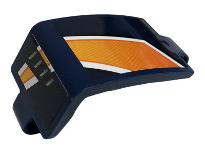 LEGO part Technic, Panel Curved 3 x 5 x 3 with Black Air Vent, Orange and White Stripes Pattern Model Right Side (Stickers) - Set 42112 (24116pb020R)