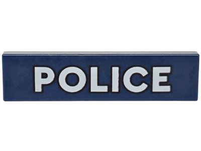 LEGO part Fliese 1 x 4 mit weißem 'POLICE' mit schwarzer Kontur Muster (2431pb0660)