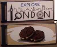 LEGO part Flagge 7 x 3 mit Stangenbügel mit 'EXPLORE LONDON' / Keksen Muster Modell linke Seite (Aufkleber) - Set 10258 30292pb036L