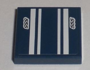 LEGO part Carreau 2 x 2 avec motif rayures blanches et '555' (Autocollant) - Set 8194 (3068pb0298)