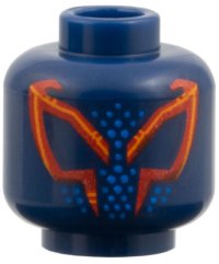LEGO part Minifigure, Head Alien with Red and Orange Angular Eyes Outline, Blue Dots Pattern 3626pb3944