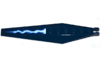 LEGO part Hinge Plate 3 x 12 with Angled Side Extensions and Tapered Ends with Blue and White Lightning on Transparent Background Pattern Type 2 (Sticker) - Set 70602 57906pb015