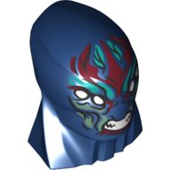 LEGO part Large Figure Head Modified with Elongated Skull and Thick Neck with 4 White Eyes, Dark Red, Dark Turquoise, and Sand Green Markings, Angry Sharp Bared Teeth Pattern (Eternals Deviant Kro) 69859pb01