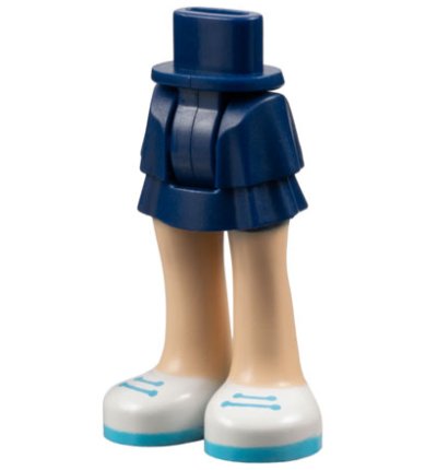 LEGO onderdeel Mini Doll Hips and Skirt Layered, Light Nougat Legs, and White Shoes with Medium Azure Laces and Soles Pattern - Thick Hinge (92250c00pb15)