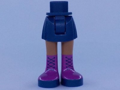 LEGO part Mini Doll Hips and Skirt, Medium Nougat Legs and Magenta Boots with Dark Blue Laces and Soles Pattern - Thick Hinge (92252c00pb038)
