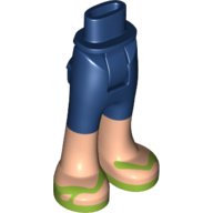 LEGO part Mini Doll Hips and Trousers with Back Pockets with Light Nougat Lower Legs and Lime Sandals Pattern - Thick Hinge 92253c00pb24