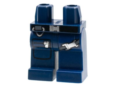 LEGO part Hips and Legs with Gunbelt and Zippered Pocket Pattern (970c00pb0225)