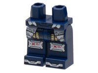 LEGO part Hips and Legs with White Hip Armor, Knee Pads, Toes, Red Letter X and Gold Trim Pattern 970c00pb1403