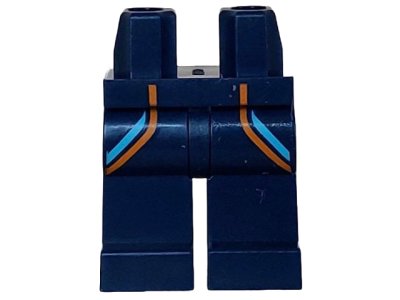 LEGO part Hips and Legs with Orange and Medium Azure Wetsuit Stripes Pattern (970c00pb1514)