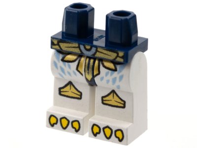 LEGO part Hips and White Legs with Gold Belt and Knee Covers and Yellow Talons Pattern (970c01pb15)
