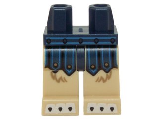 LEGO part Hips and Tan Legs with Blue Loincloth, Fur and White Claws Pattern (970c02pb16)